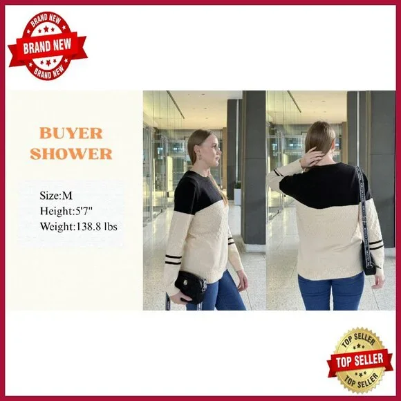 Soft Crewneck Pullover Sweater, Viscose Blend, Fall Casual Wear - Picture 7 of 8